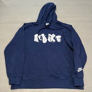 Nike Club Fleece Graphic Pullover Skate Hoodie Navy Blue DQ4653-410 Men-L-2956‎